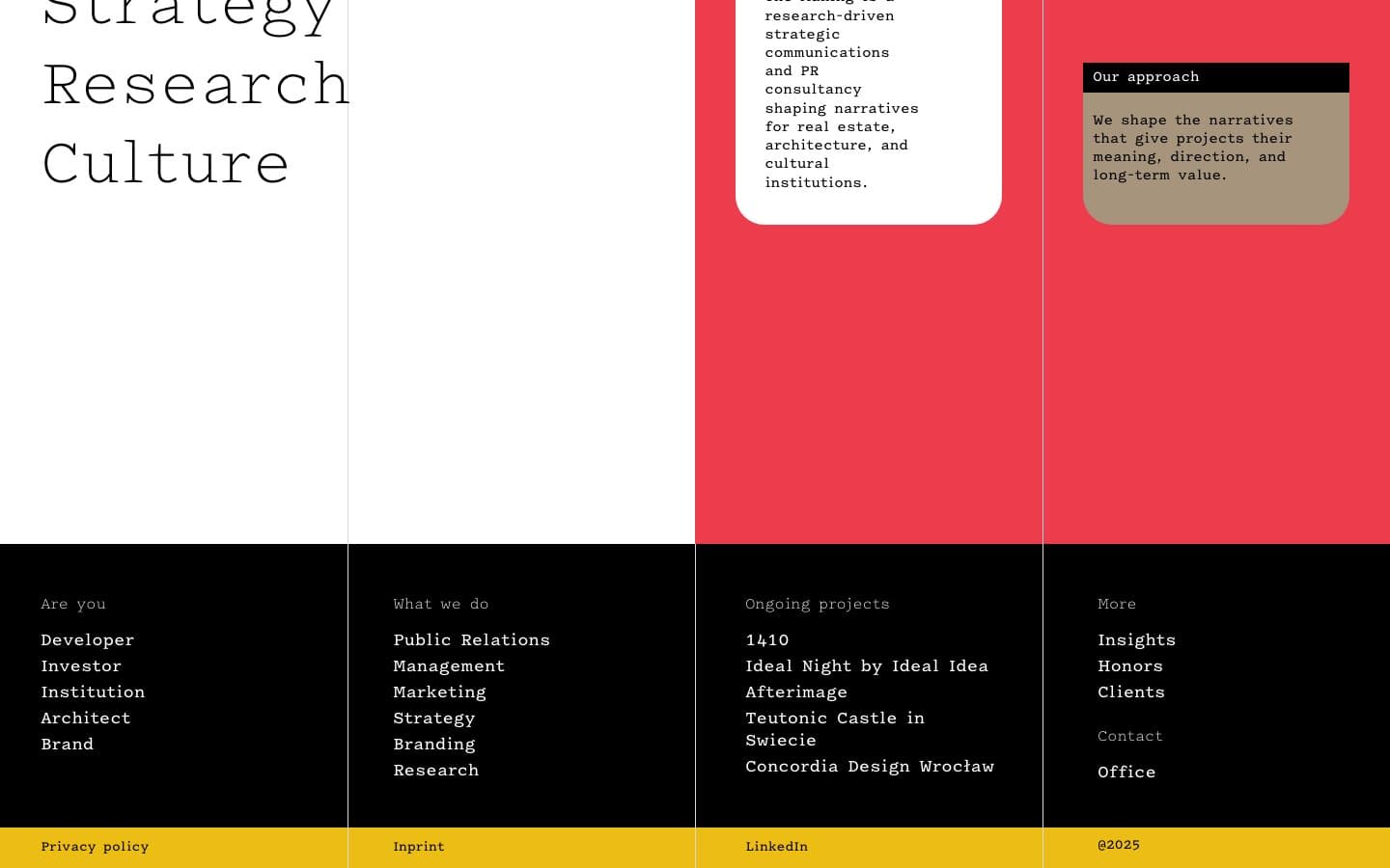The Making navigation grouped by audiences, services and projects
