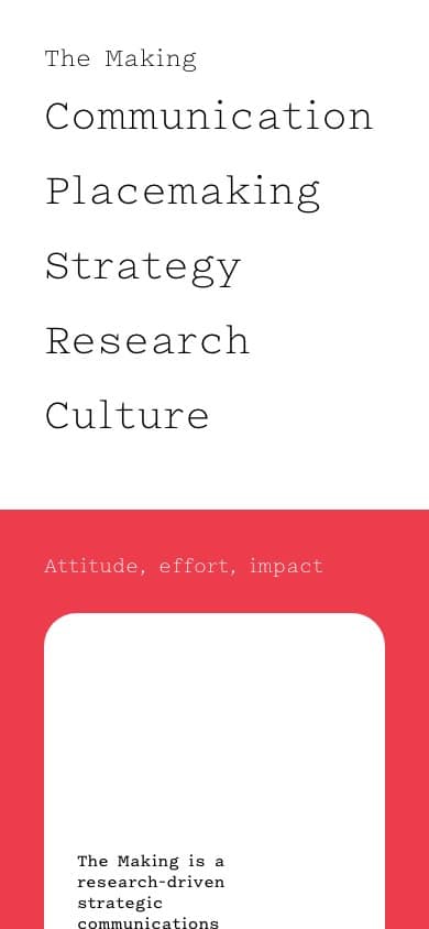 The Making mobile homepage